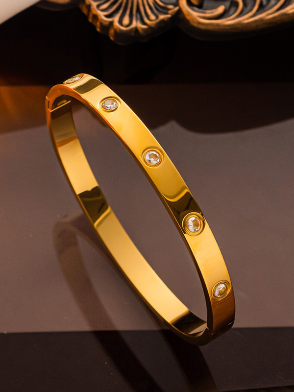 Anti-Tarnish Gold Studded Crystal Bracelet