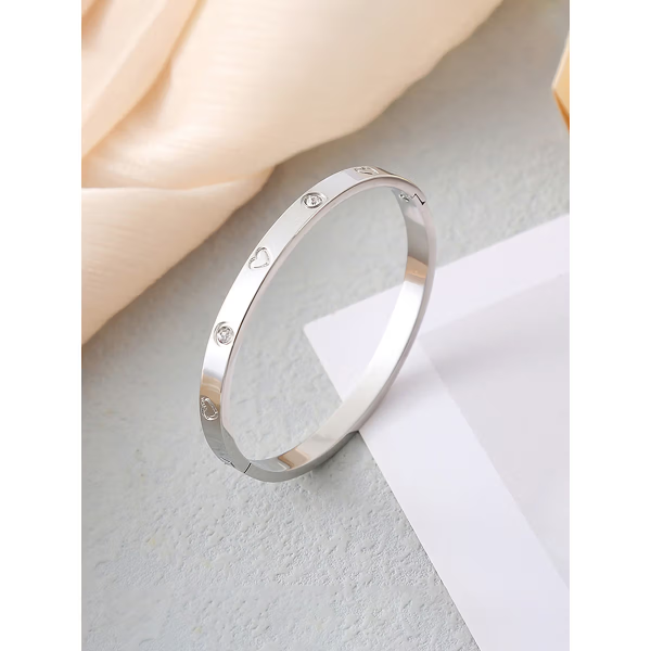 Orbit Bling Anti-Tarnish Silver Heart & Crystal Bracelet