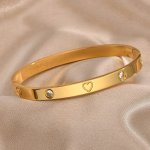 Anti-Tarnish Gold Heart & Crystal Bracelet