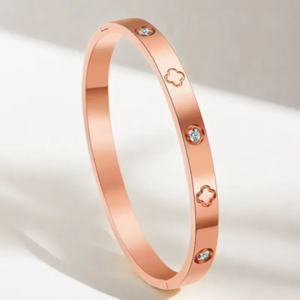 Anti-Tarnish Rose Gold Clover Crystal Bracelet