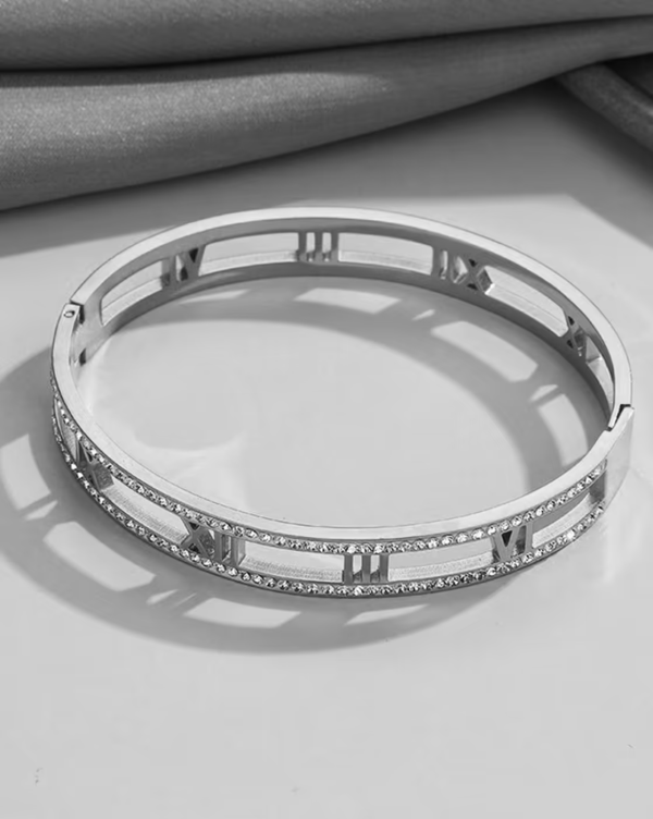 Roman Numeral Crystal Bracelet Silver
