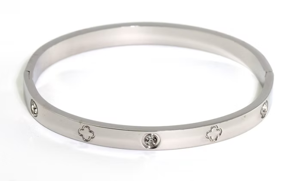 Anti-Tarnish Silver Clover Crystal Bracelet