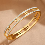 Roman Numeral Crystal Bracelet Gold