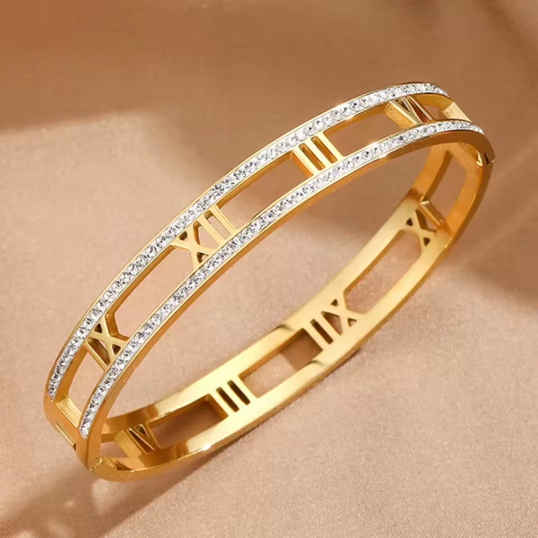 Roman Numeral Crystal Bracelet Gold