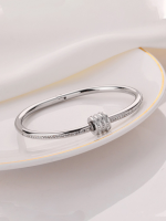 Anti-Tarnish Silver Barrel Bracelet