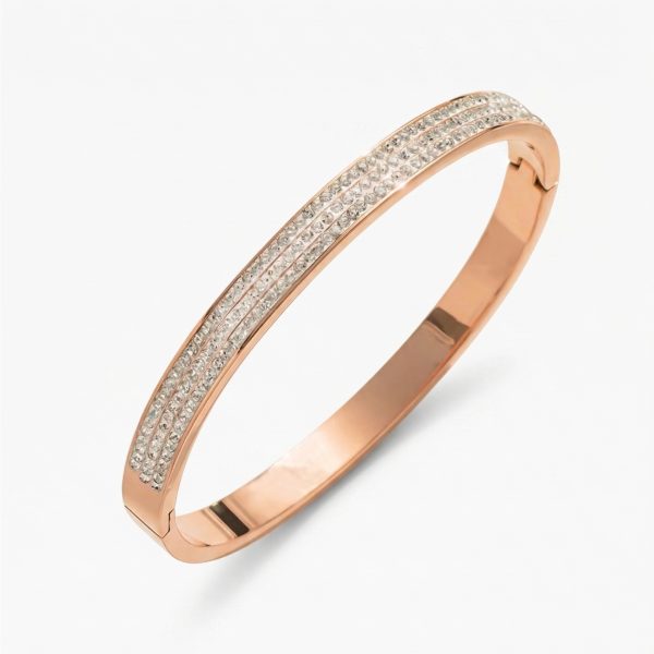 Anti-Tarnish Triple Crystal Line Bracelet – Rose Gold