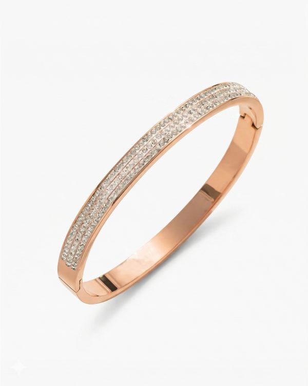 Anti-Tarnish Triple Crystal Line Bracelet – Rose Gold