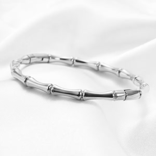 Anti-Tarnish Silver Bamboo Segment Bracelet