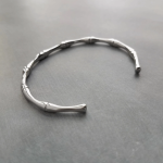 Anti-Tarnish Silver Bamboo Open Cuff Bracelet