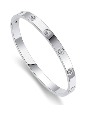 Orbit Bling Anti-Tarnish Silver Studded Crystal Bracelet