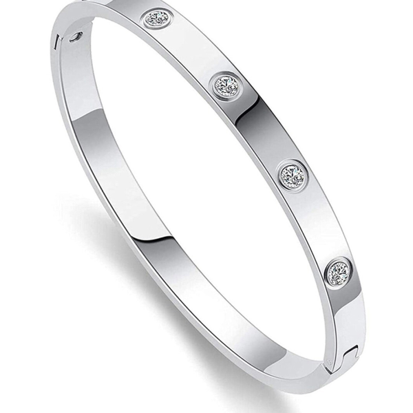 Orbit Bling Anti-Tarnish Silver Studded Crystal Bracelet