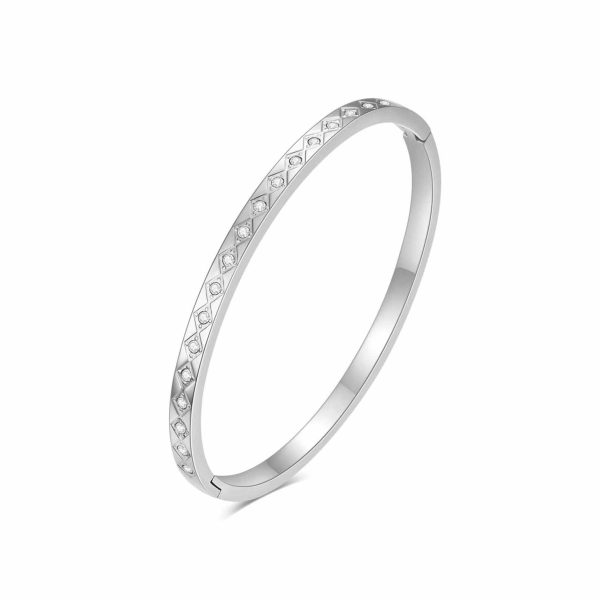 Anti-Tarnish Silver Geometric Crystal Rhombus Design Bracelet