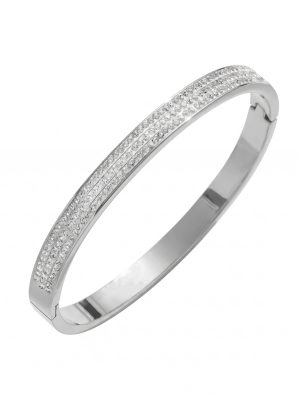 Anti-Tarnish Triple Crystal Line Bracelet - Silver