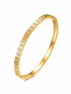Anti-Tarnish Gold Geometric Crystal Rhombus Design Bracelet