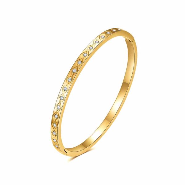 Anti-Tarnish Gold Geometric Crystal Rhombus Design Bracelet