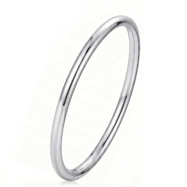 Anti-Tarnish Smooth Silver Tube Bangle Bracelet