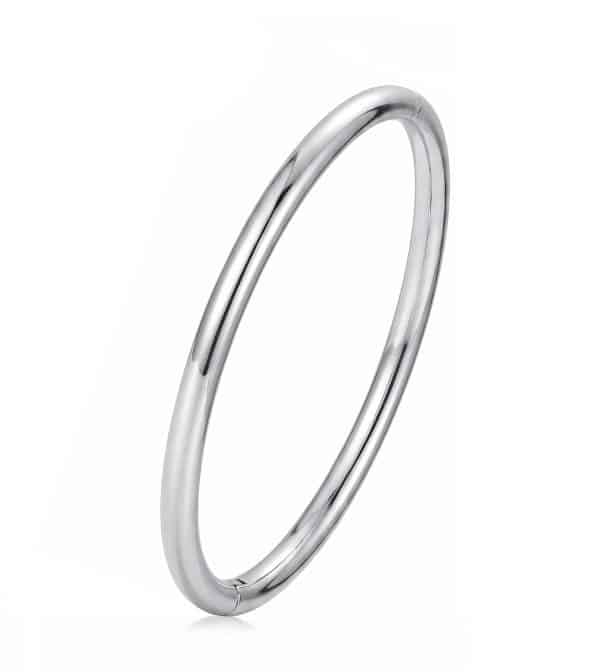 Anti-Tarnish Smooth Silver Tube Bangle Bracelet