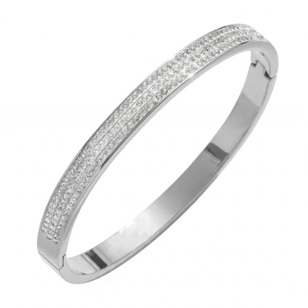 Anti-Tarnish Triple Crystal Line Bracelet - Silver