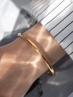 Anti-Tarnish Smooth Gold Tube Bangle Bracelet