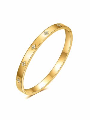 Anti-Tarnish Gold Crystal Floral Bracelet