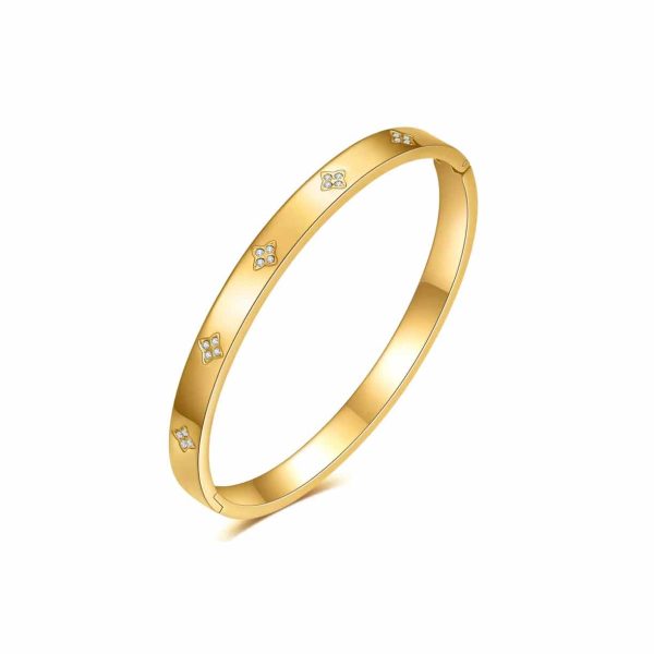 Anti-Tarnish Gold Crystal Floral Bracelet