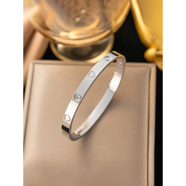 Orbit Bling Anti-Tarnish Silver Heart & Crystal Bracelet