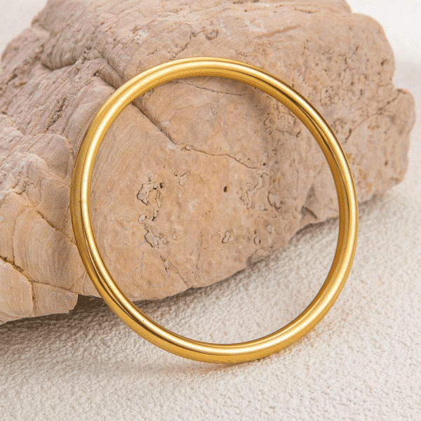Anti-Tarnish Smooth Gold Tube Bangle Bracelet