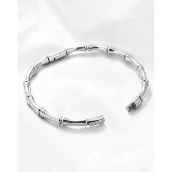 Anti-Tarnish Silver Bamboo Segment Bracelet