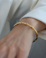 Orbit Bling Anti-Tarnish Gold Bamboo Segment Bracelet