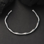 Anti-Tarnish Silver Bamboo Open Cuff Bracelet