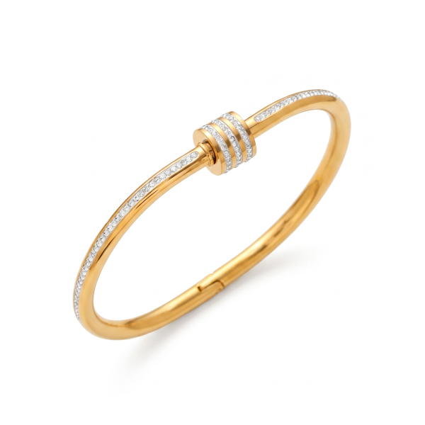 Anti-Tarnish Gold Barrel Bracelet