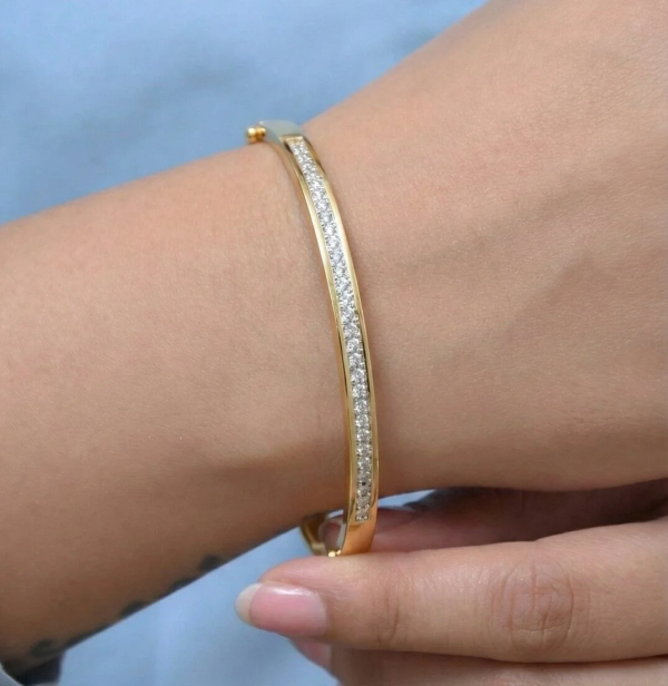 Anti-Tarnish Gold Baguette Tennis Bracelet