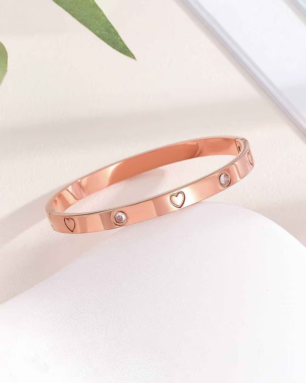 Anti-Tarnish Rose Gold Heart & Crystal Bracelet