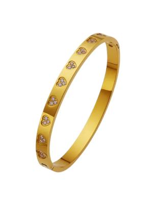 Anti-Tarnish Crystal Heart Gold Bracelet