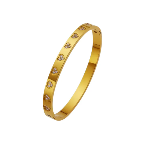 Anti-Tarnish Crystal Heart Gold Bracelet