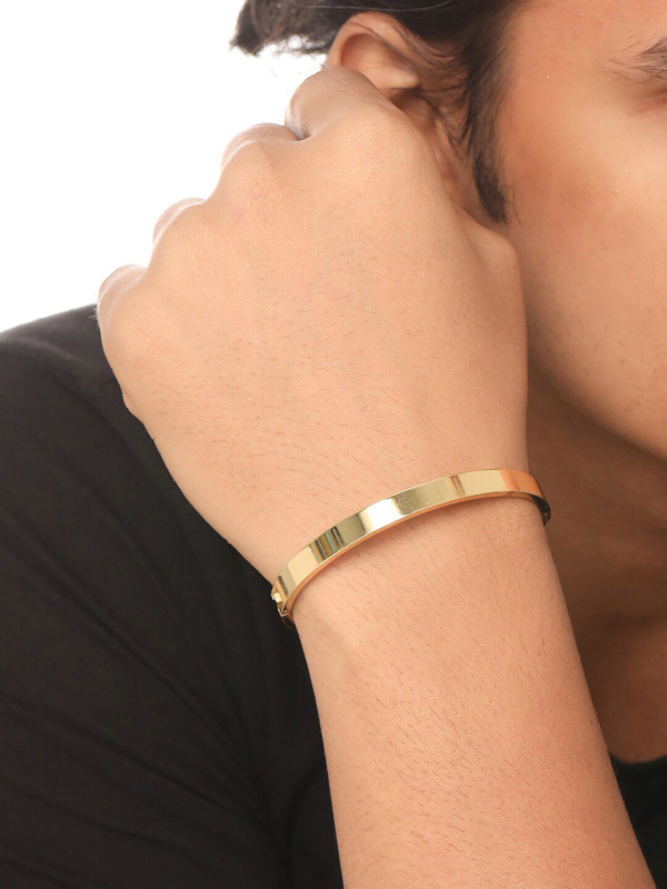 Anti-Tarnish Classic Flat Gold Bracelet for Men and Women