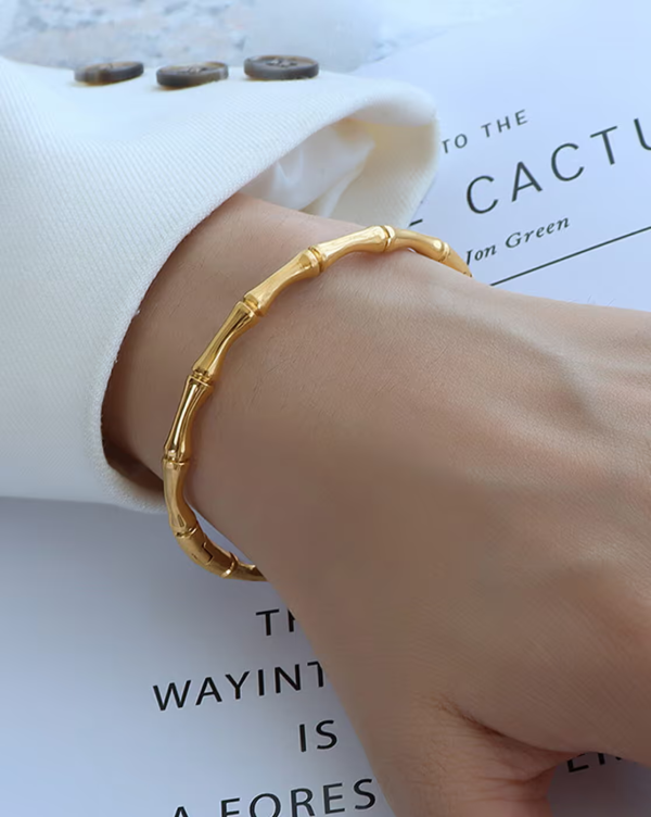 Orbit Bling Anti-Tarnish Gold Bamboo Segment Bracelet