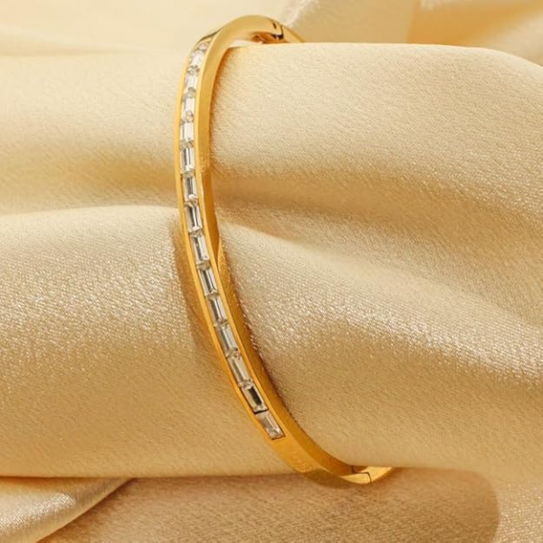 Gold Gilded Baguette Crystal Bracelet