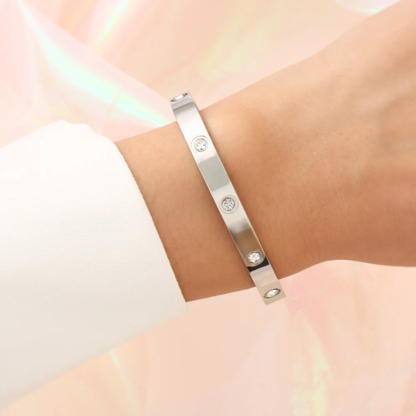 Orbit Bling Anti-Tarnish Silver Studded Crystal Bracelet