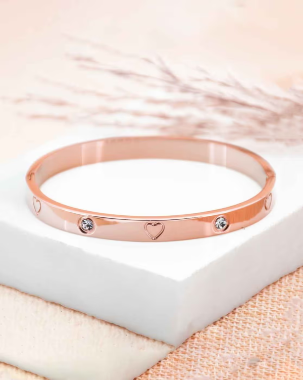 Anti-Tarnish Rose Gold Heart & Crystal Bracelet