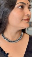 Oxidised Silver Dual-Layer Ghungroo Choker Necklace for Women