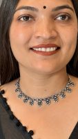 Oxidised Silver Floral Ghungroo Choker Necklace for Women