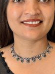 Oxidised Silver Floral Ghungroo Choker Necklace for Women