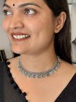 Oxidised Silver Floral Choker Necklace for Women – Traditional Ethnic Jewellery