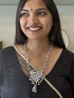 Oxidised Silver Peacock Long Necklace Set with Jhumka Earrings for Women