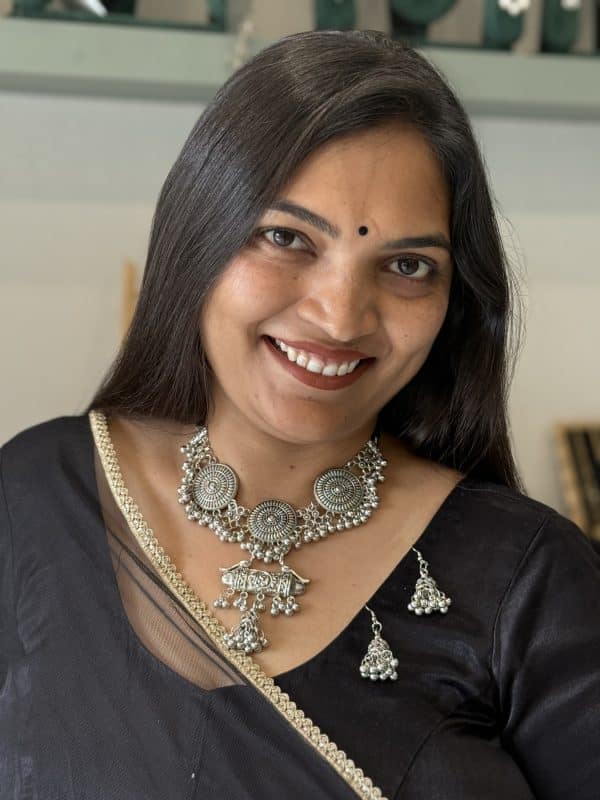 Oxidised Silver Tribal Coin Choker Necklace Set with Jhumka Earrings for Women