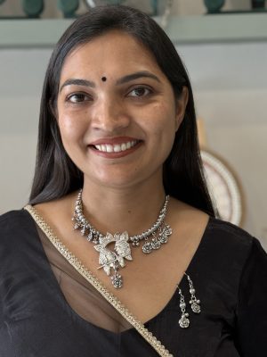 Oxidised Silver Radha Krishna Floral Necklace Set with Matching Earrings for Women