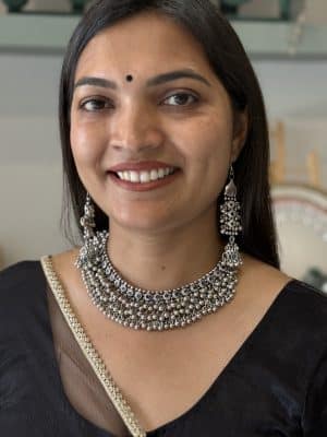 Oxidised Silver Ghungroo Choker Necklace Set with Long Jhumka Earrings for Women